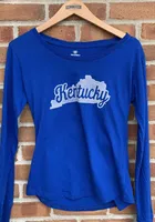 Kentucky Wildcats Womens Blue Favorite State Shape LS Tee