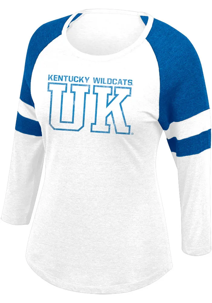 Kentucky Wildcats Womens White Vintage Baseball LS Tee