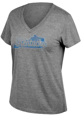 Kentucky Wildcats Womens Grey Boyfriend State Shape Short Sleeve T-Shirt