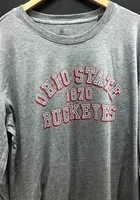 Ohio State Buckeyes Grey Heritage Triblend Long Sleeve Fashion T Shirt