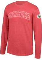Ohio State Buckeyes Red Mock Twist Long Sleeve Fashion T Shirt