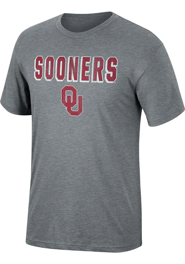 Oklahoma Sooners Graphite Arch Distressed Design Short Sleeve Fashion T Shirt