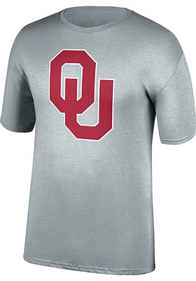 Oklahoma Sooners Grey Center Team Logo Short Sleeve T Shirt