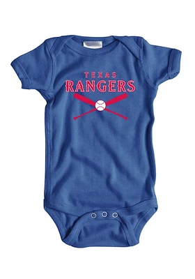 Texas Rangers Baby Blue Creeper Short Sleeve One Piece