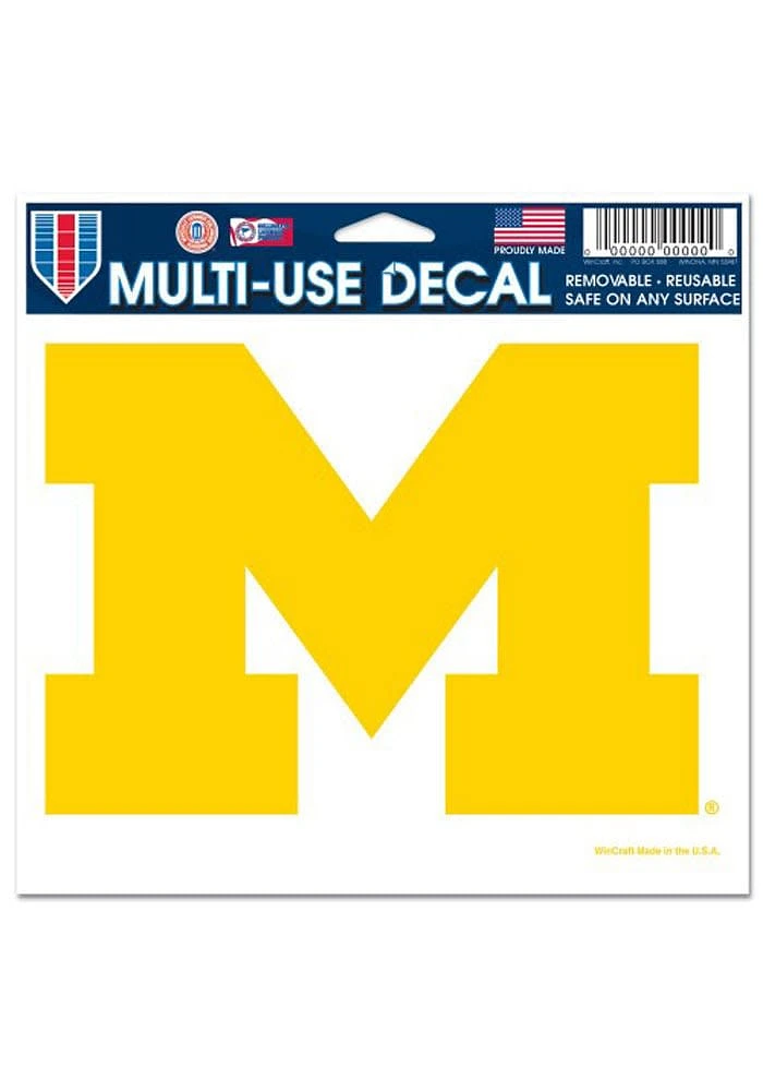 Michigan Wolverines 5x6 Multi Use Auto Decal - Yellow