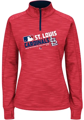 Majestic St Louis Cardinals Womens Red Qtr Zip Pullover