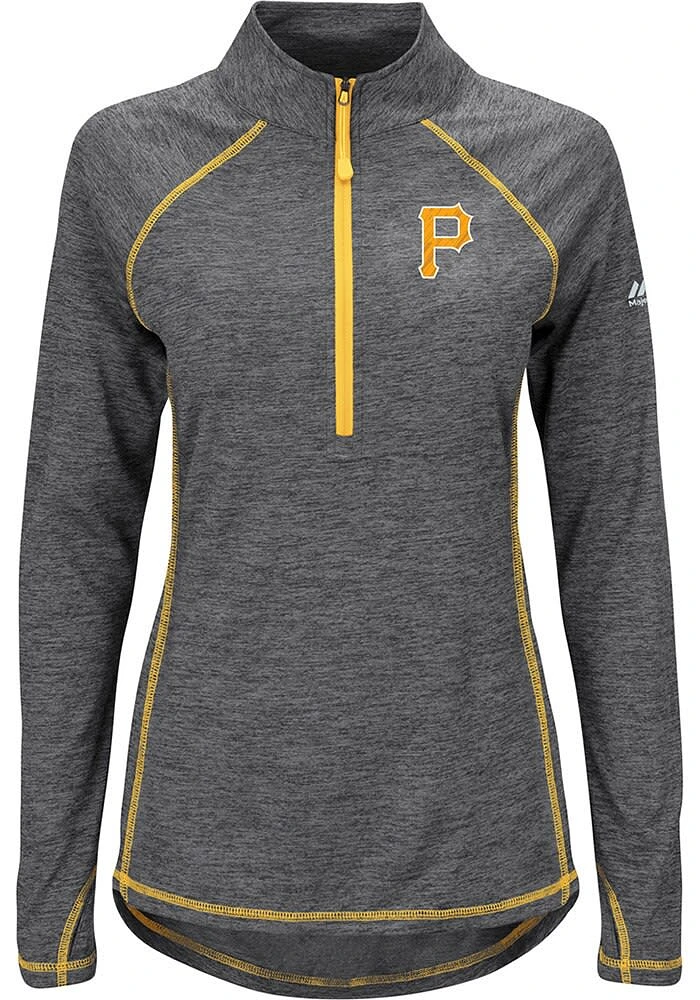 Majestic Pittsburgh Pirates Womens Black Don’t Stop Trying Qtr Zip Pullover
