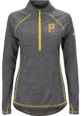 Majestic Pittsburgh Pirates Womens Black Don’t Stop Trying Qtr Zip Pullover