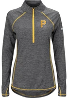 Majestic Pittsburgh Pirates Womens Black Don’t Stop Trying Qtr Zip Pullover