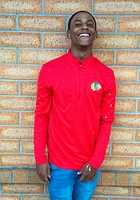 Majestic Chicago Blackhawks Mens Red Ultra Streak Long Sleeve Qtr Zip Pullover