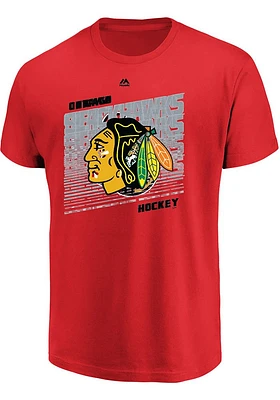 Majestic Chicago Blackhawks Red Penalty Shot Short Sleeve T Shirt