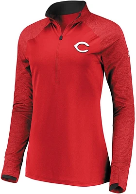 Majestic Cincinnati Reds Womens Red Extremely Clear Qtr Zip Pullover