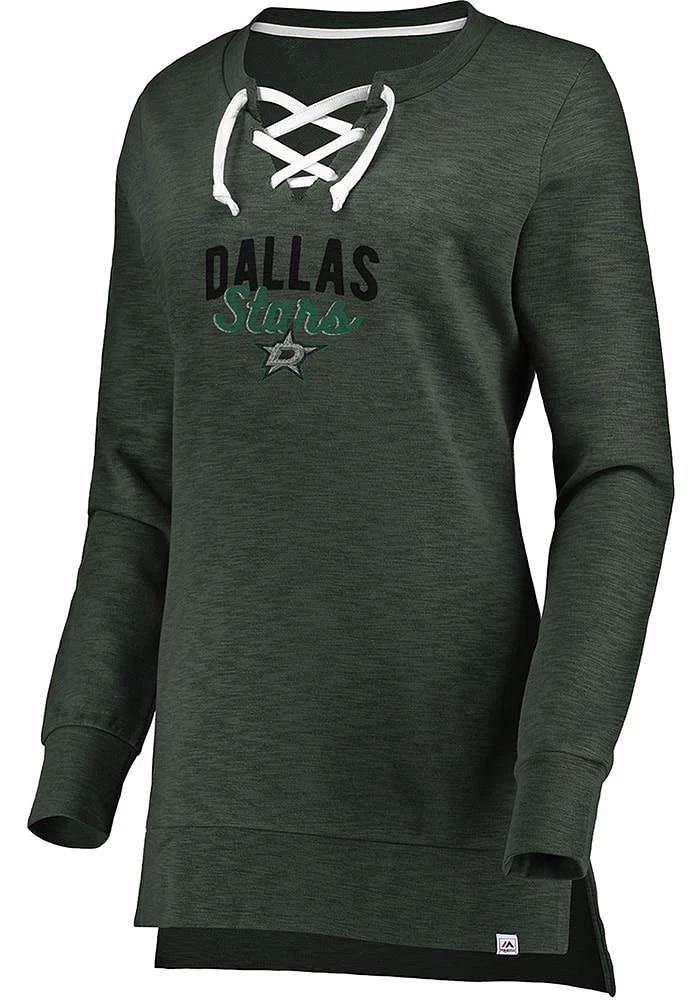 Majestic Dallas Stars Womens Charcoal Hyper Lace Tunic Crew Sweatshirt