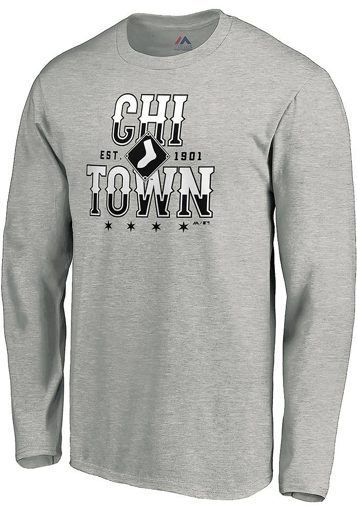Majestic Chicago White Sox Grey Fine Contribution Long Sleeve T Shirt