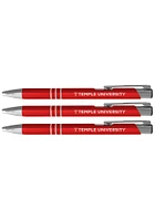 Temple Owls 3 Pack Ball Point Pen Set - Red