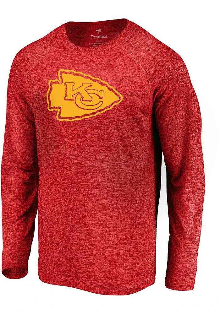 Kansas City Chiefs Red Striated Tonal Logo Long Sleeve T-Shirt