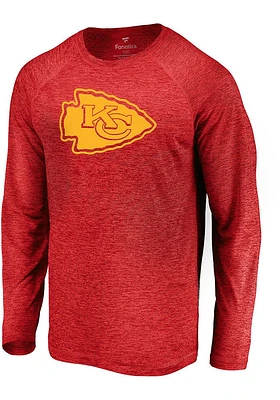 Kansas City Chiefs Red Striated Tonal Logo Long Sleeve T-Shirt