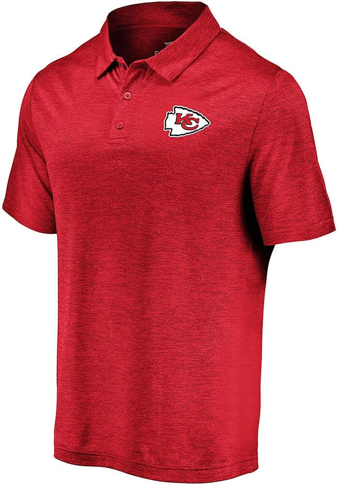 Kansas City Chiefs Mens Red Striated Primary Short Sleeve Polo