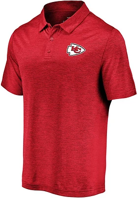 Kansas City Chiefs Mens Red Striated Primary Short Sleeve Polo
