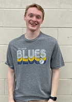 St Louis Blues Grey Hat Trick Short Sleeve Fashion T Shirt