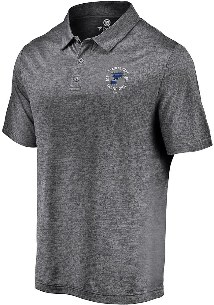 St Louis Blues Mens Grey Line Brawl Short Sleeve Polo