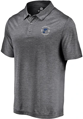 St Louis Blues Mens Grey Line Brawl Short Sleeve Polo