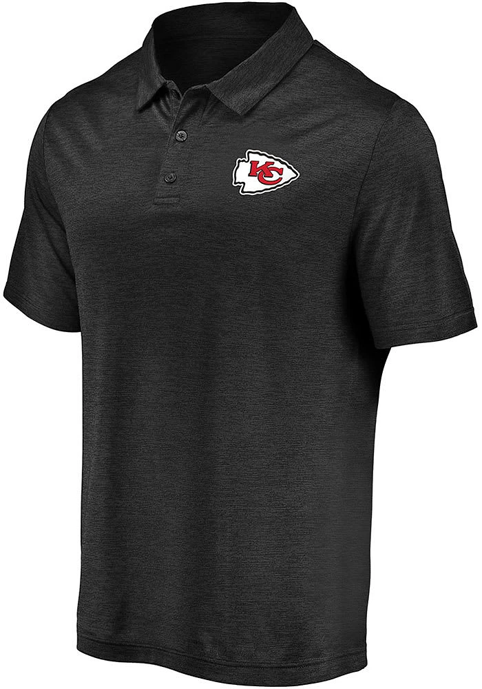 Kansas City Chiefs Mens Black Striated Primary Short Sleeve Polo
