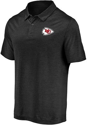 Kansas City Chiefs Mens Black Striated Primary Short Sleeve Polo