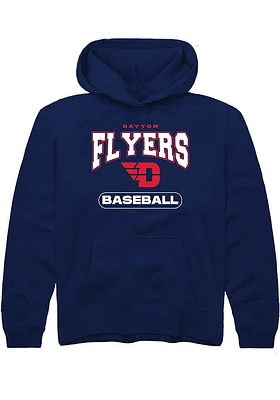 Rally Dayton Flyers Youth Navy Blue Baseball Long Sleeve Hoodie