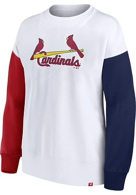 St Louis Cardinals Womens White Fleece Crew Sweatshirt
