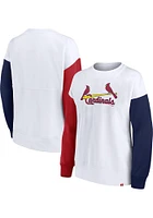 St Louis Cardinals Womens White Fleece Crew Sweatshirt