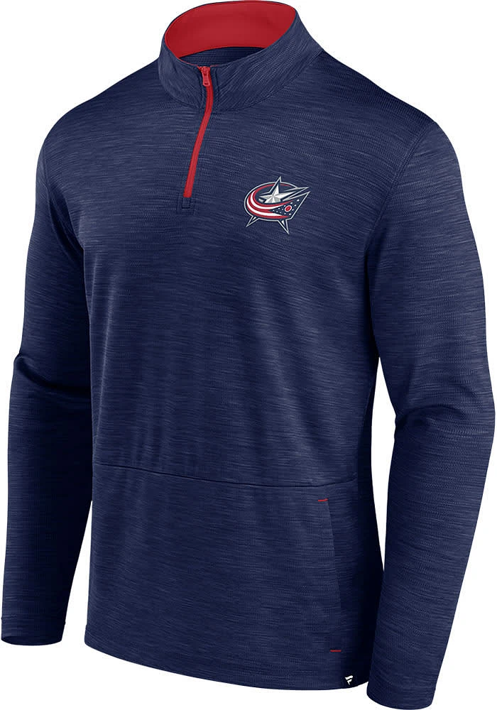 Columbus Blue Jackets Mens Navy Poly Long Sleeve Qtr Zip Pullover