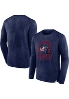 Columbus Blue Jackets Navy Heritage Snow Wash Biblend Long Sleeve Fashion T Shirt