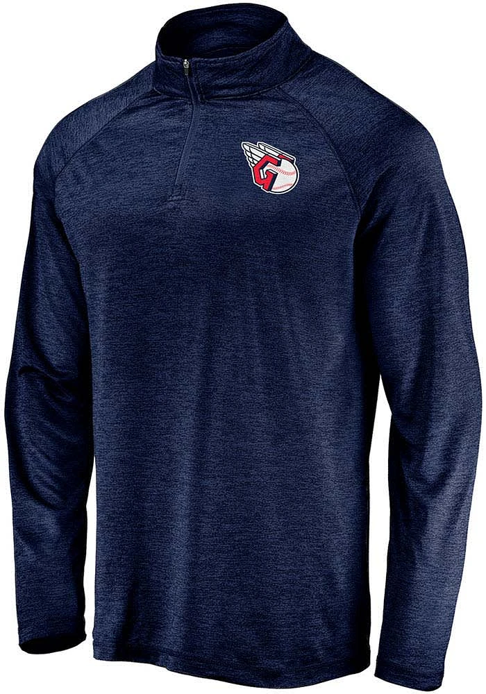 Cleveland Guardians Mens Navy Blue Primary Logo Long Sleeve Qtr Zip Pullover