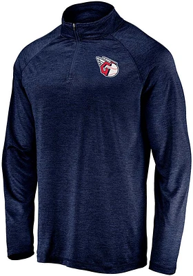 Cleveland Guardians Mens Navy Blue Primary Logo Long Sleeve Qtr Zip Pullover