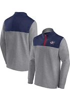 Columbus Blue Jackets Mens Grey Heritage Cotton Long Sleeve Qtr Zip Pullover