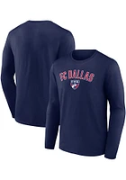 FC Dallas Navy Blue Wordmark Crest Long Sleeve T Shirt
