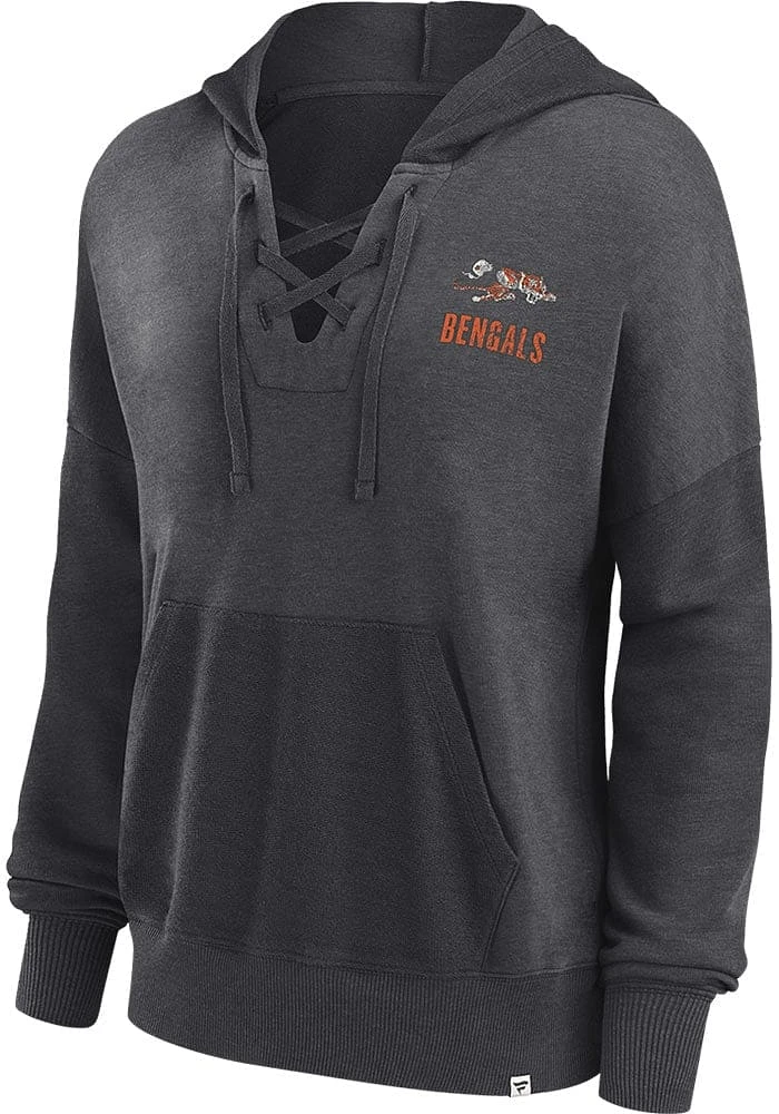 Cincinnati Bengals Womens Charcoal Washed Hooded Sweatshirt