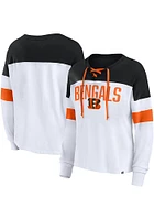 Cincinnati Bengals Womens White Lace LS Tee