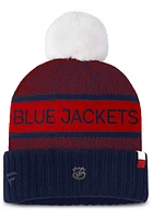 Columbus Blue Jackets Blue 2023 Authentic Pro Rink Pom Womens Knit Hat