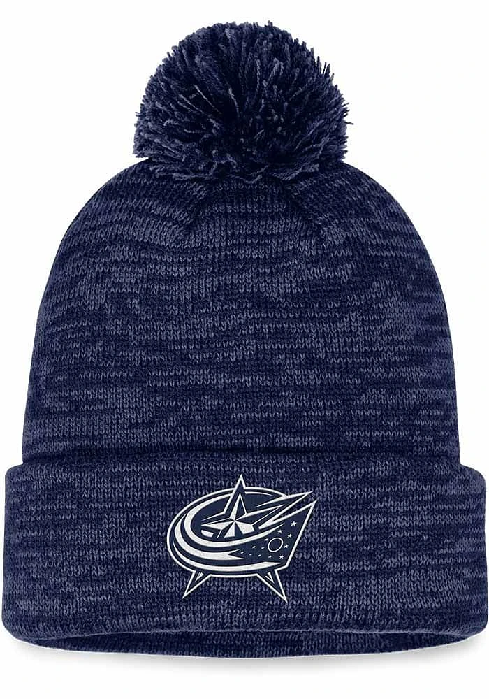 Columbus Blue Jackets Blue Heathered Tonal Cuff Pom Mens Knit Hat