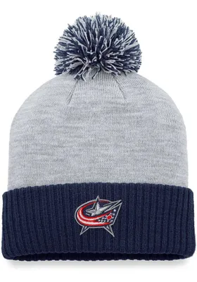 Columbus Blue Jackets Grey Holiday Pom Beanie Womens Knit Hat