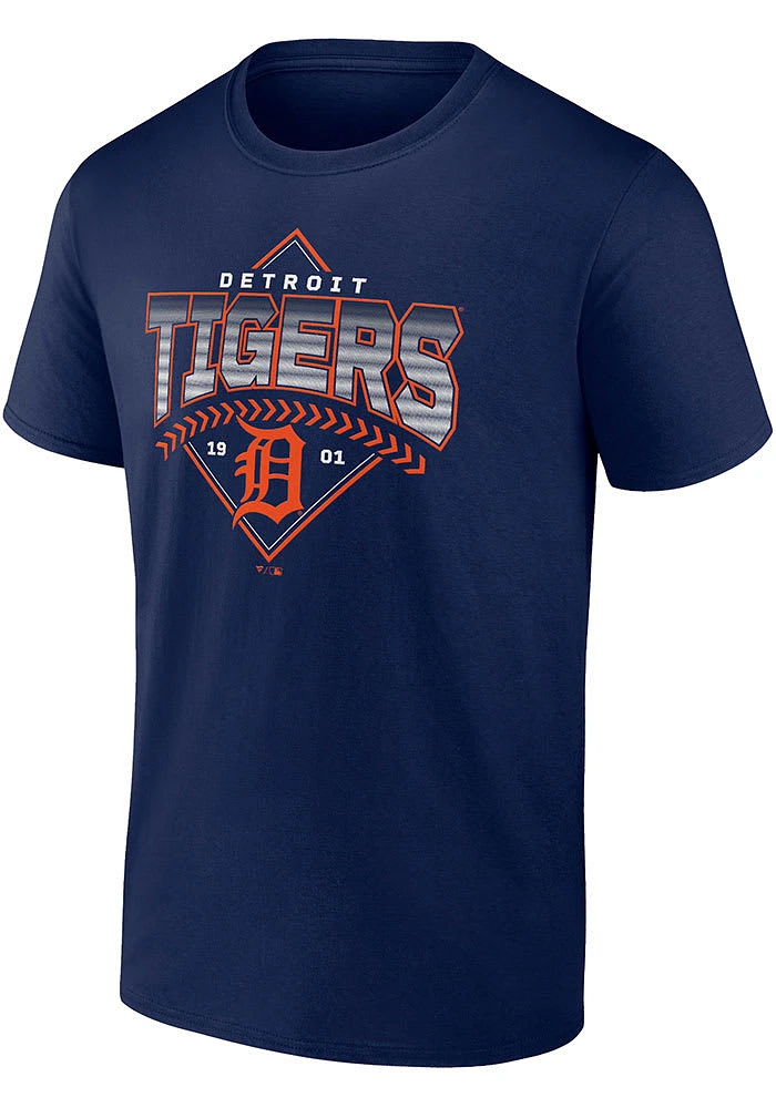 Detroit Tigers Navy Blue Fundamentals Cotton Ahead Short Sleeve T Shirt