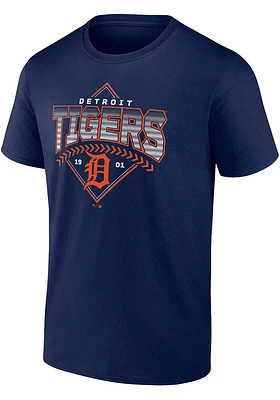 Detroit Tigers Navy Blue Fundamentals Cotton Ahead Short Sleeve T Shirt