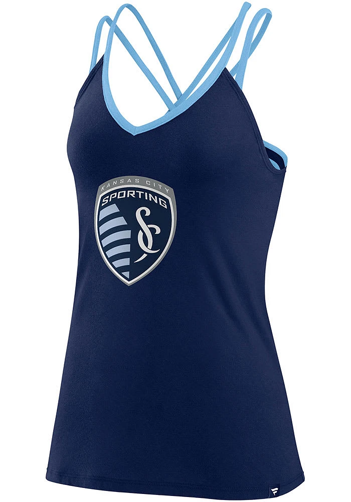 Sporting Kansas City Womens Navy Blue Barrel Tank Top