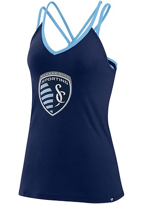 Sporting Kansas City Womens Navy Blue Barrel Tank Top