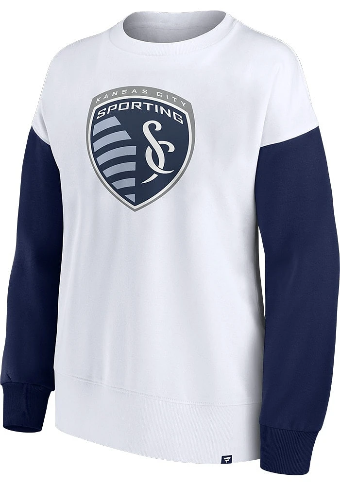 Sporting Kansas City Womens White Fleece Crew Sweatshirt