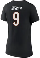 Joe Burrow Cincinnati Bengals Womens Black Iconic Player T-Shirt