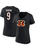 Joe Burrow Cincinnati Bengals Womens Black Iconic Player T-Shirt