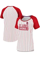 St Louis Cardinals Womens White Iconic Pinstripe Short Sleeve T-Shirt